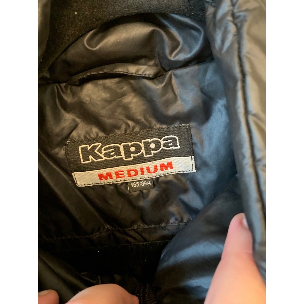 Kappa Womens Black Quilted Puffer Jacket Pink Logo Full Zip Bomber Medium - Picture 4 of 7